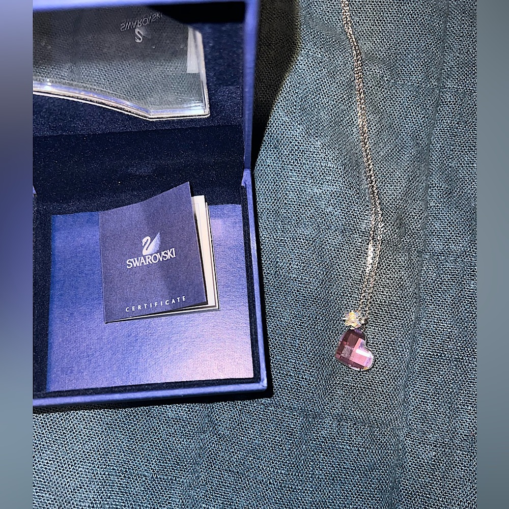 Pink Swarovski Crystal Heart Necklace
